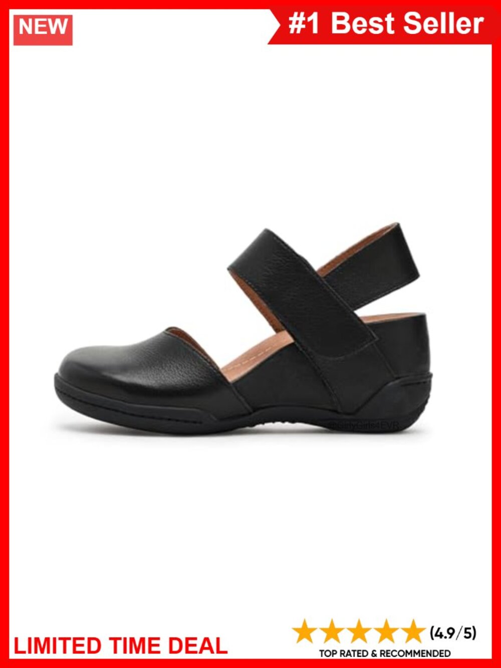 Jambu Nia Leather Wedge Sandals Hook-and-Loop Casual Comfort - Picture 4 of 6